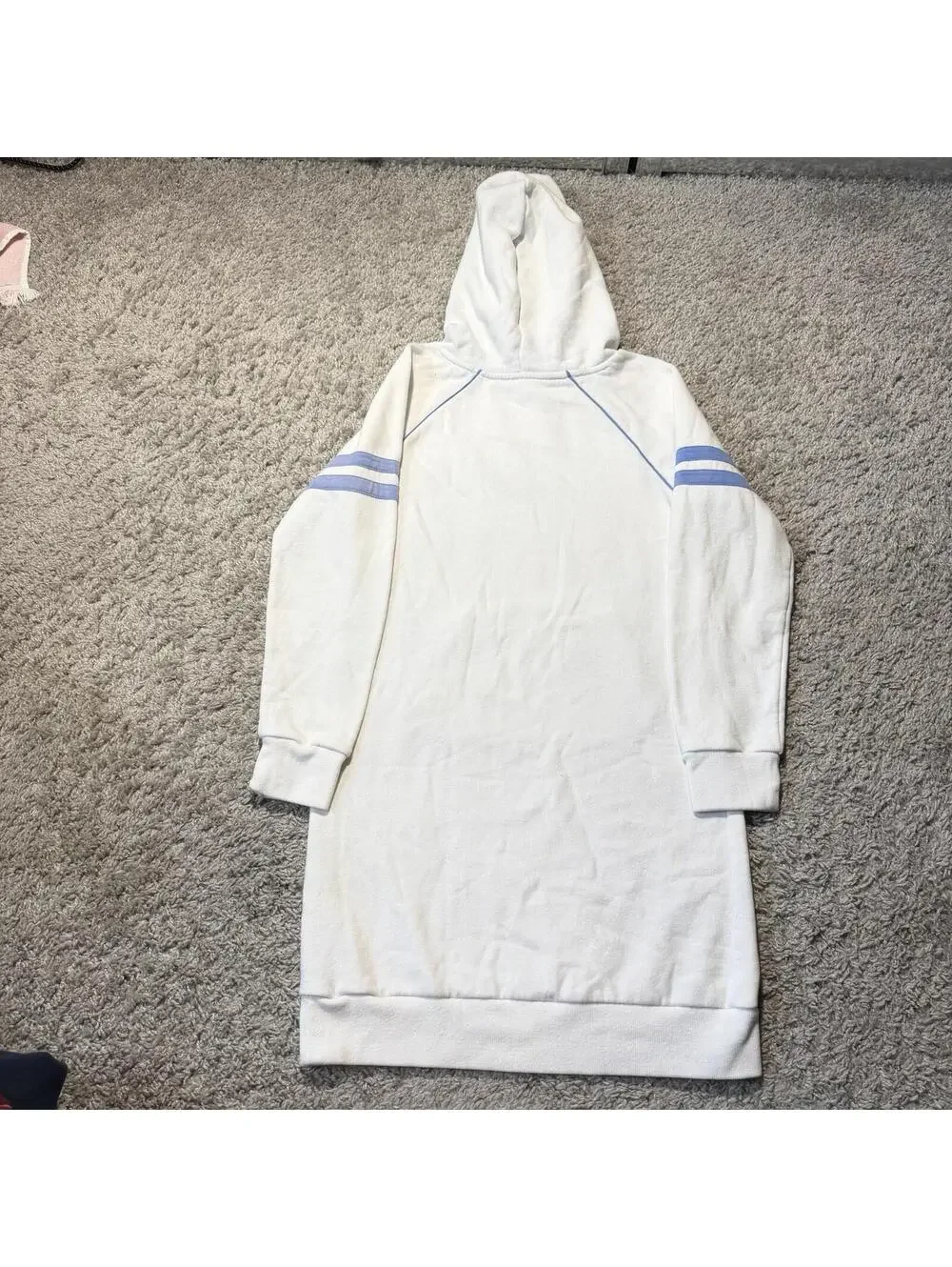 Polo Ralph Lauren Girls Big Pony Fleece Hoodie Dress White Blue Large (12/14)